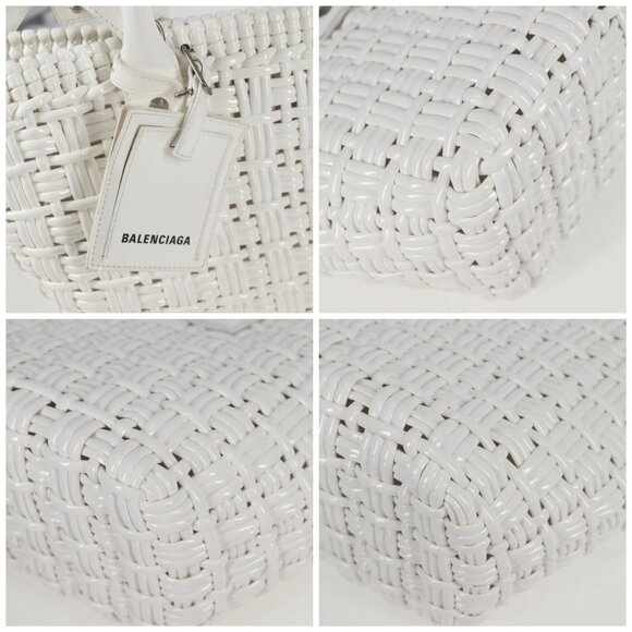 BALENCIAGA Bistro XS Hand Bag Enamel 2way White Silver - Picture 10 of 15